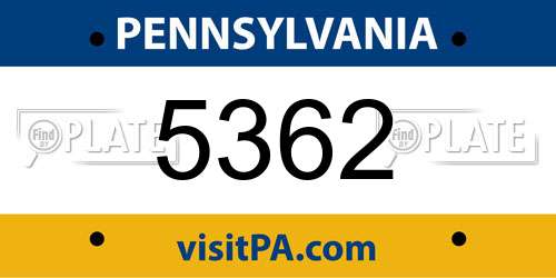 5362 Pennsylvania License Plate