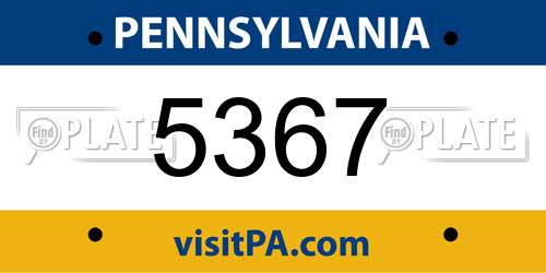 5367 Pennsylvania License Plate