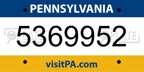 5369952 Pennsylvania License Plate