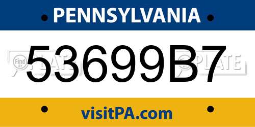 53699B7 Pennsylvania License Plate