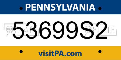 53699S2 Pennsylvania License Plate