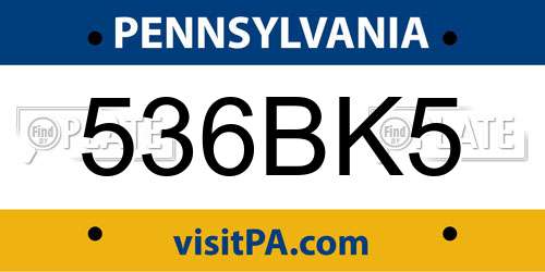 536BK5 Pennsylvania License Plate