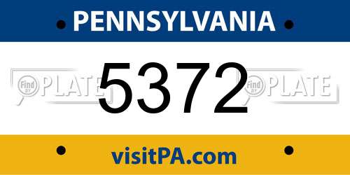 5372 Pennsylvania License Plate
