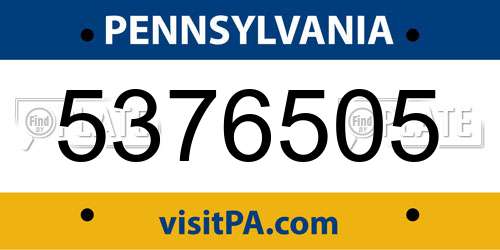 5376505 Pennsylvania License Plate