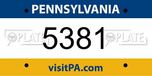 5381 Pennsylvania License Plate