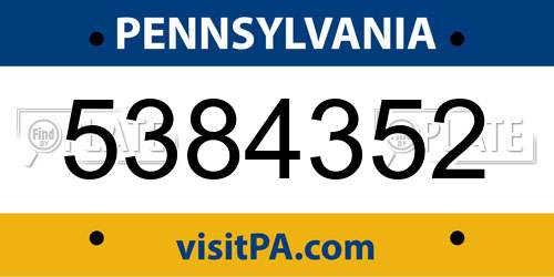 5384352 Pennsylvania License Plate