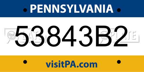 53843B2 Pennsylvania License Plate