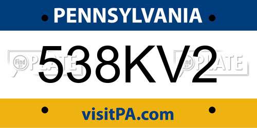 538KV2 Pennsylvania License Plate