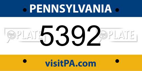 5392 Pennsylvania License Plate