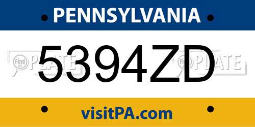 5394ZD Pennsylvania License Plate