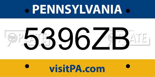 5396ZB Pennsylvania License Plate