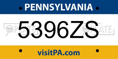5396ZS Pennsylvania License Plate
