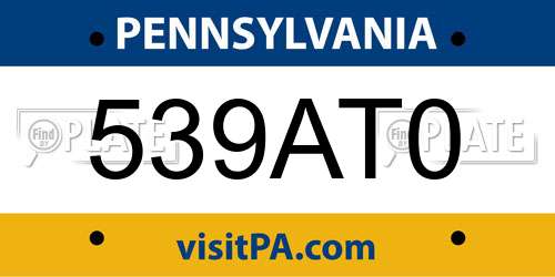 539AT0 Pennsylvania License Plate
