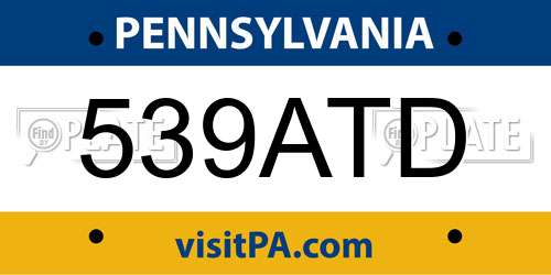 539ATD Pennsylvania License Plate
