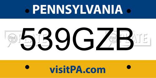539GZB Pennsylvania License Plate