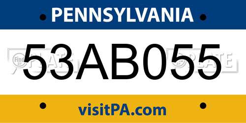 53AB055 Pennsylvania License Plate