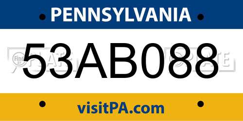 53AB088 Pennsylvania License Plate