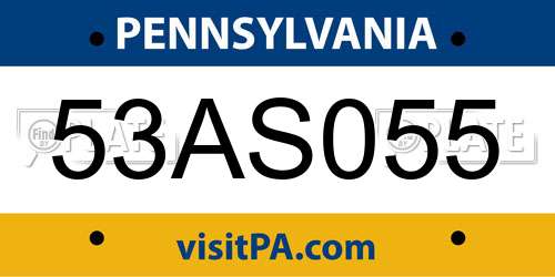 53AS055 Pennsylvania License Plate