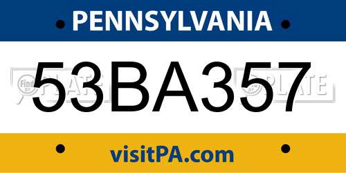 53BA357 Pennsylvania License Plate