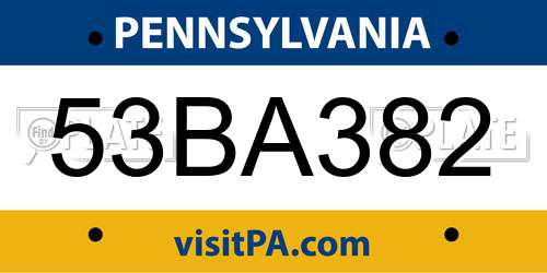 53BA382 Pennsylvania License Plate