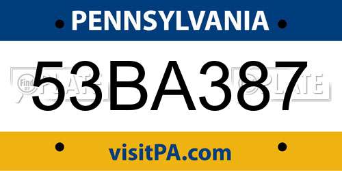 53BA387 Pennsylvania License Plate