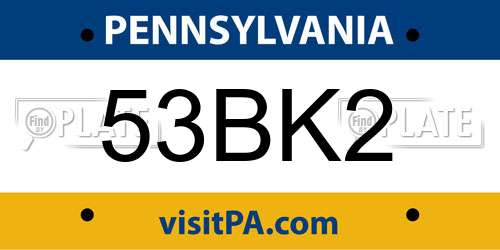 53BK2 Pennsylvania License Plate