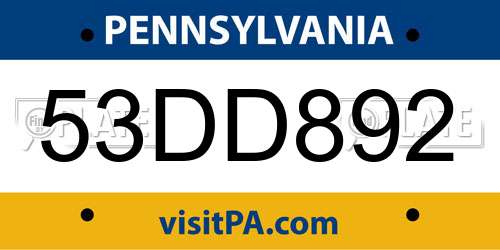 53DD892 Pennsylvania License Plate