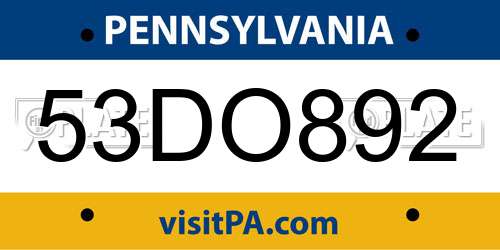53DO892 Pennsylvania License Plate