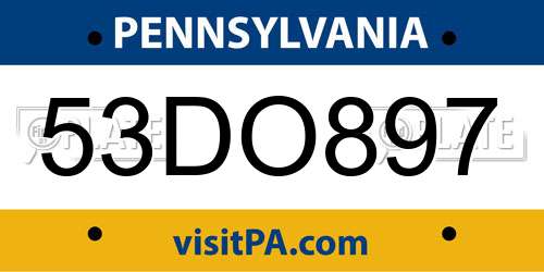 53DO897 Pennsylvania License Plate
