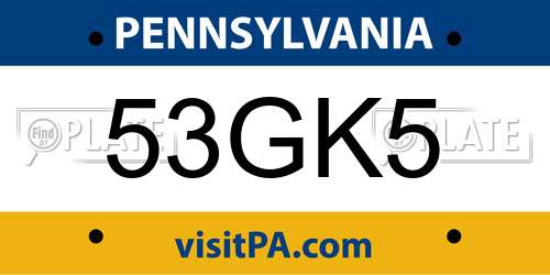 53GK5 Pennsylvania License Plate