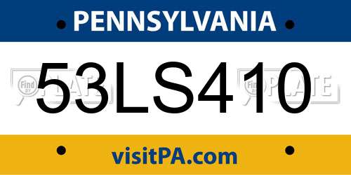53LS410 Pennsylvania License Plate