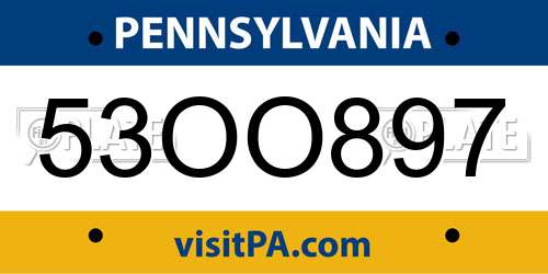 53OO897 Pennsylvania License Plate