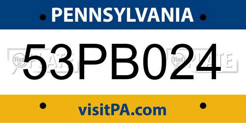 53PB024 Pennsylvania License Plate