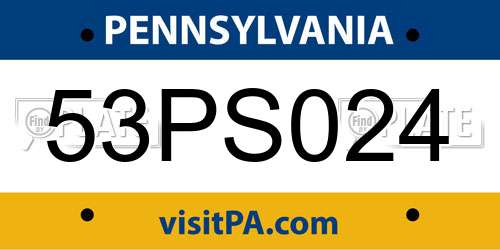 53PS024 Pennsylvania License Plate