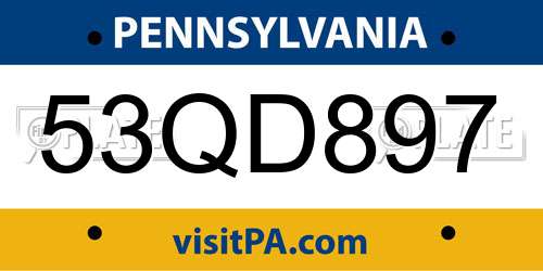 53QD897 Pennsylvania License Plate