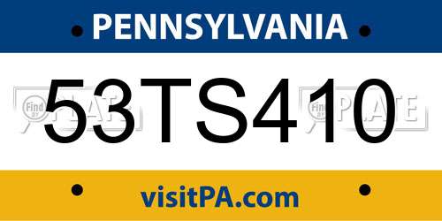 53TS410 Pennsylvania License Plate
