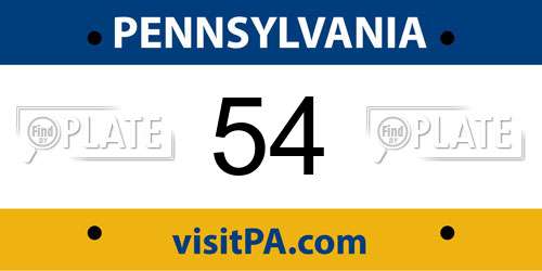 54 Pennsylvania License Plate