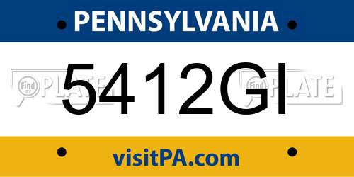5412GI Pennsylvania License Plate