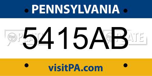 5415AB Pennsylvania License Plate
