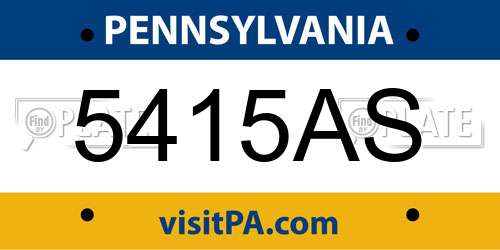 5415AS Pennsylvania License Plate