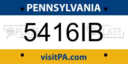 5416IB Pennsylvania License Plate