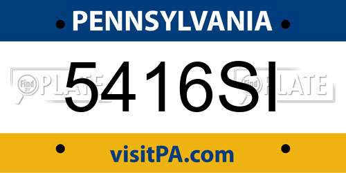5416SI Pennsylvania License Plate
