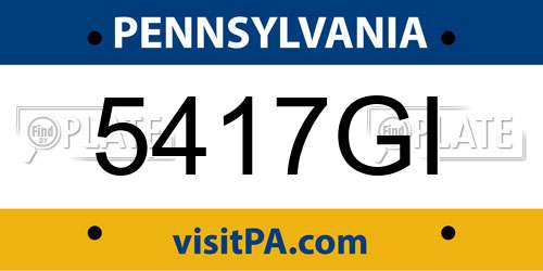 5417GI Pennsylvania License Plate