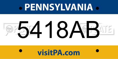 5418AB Pennsylvania License Plate
