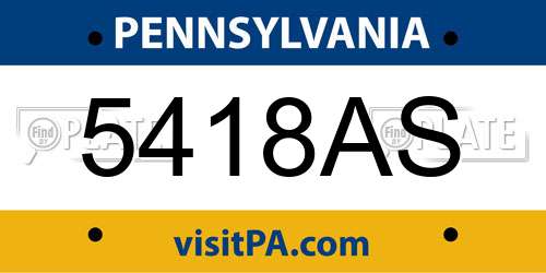 5418AS Pennsylvania License Plate