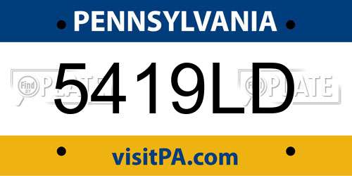 5419LD Pennsylvania License Plate