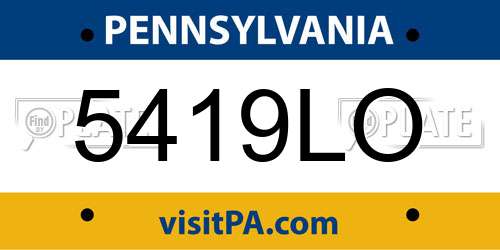 5419LO Pennsylvania License Plate