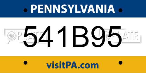 541B95 Pennsylvania License Plate