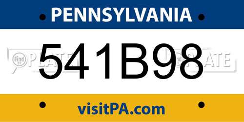 541B98 Pennsylvania License Plate