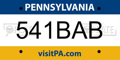 541BAB Pennsylvania License Plate